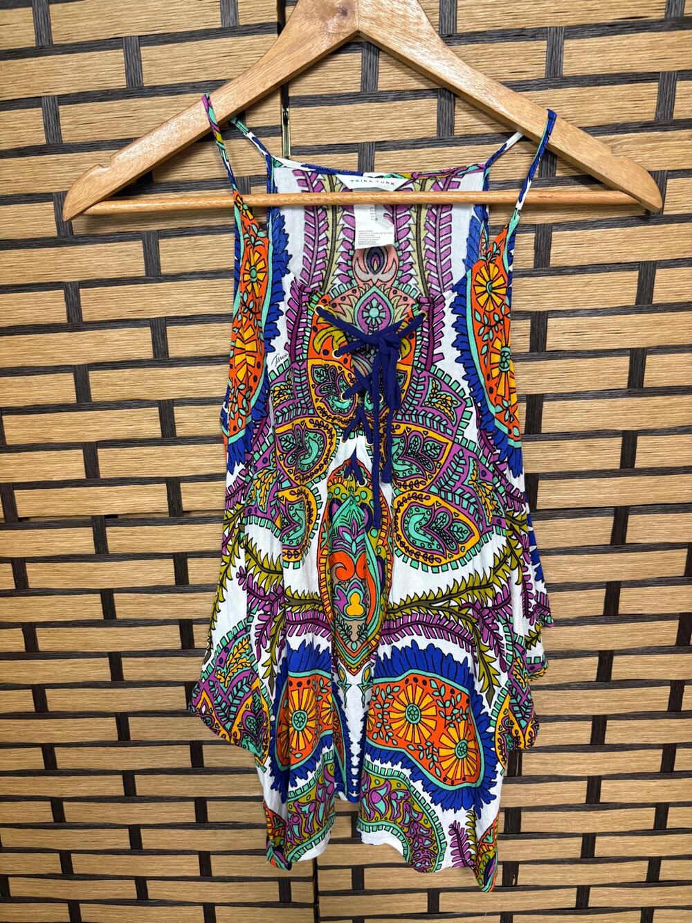 Trina Turk Lace Up‎ Cold Shoulder Top Size Medium
